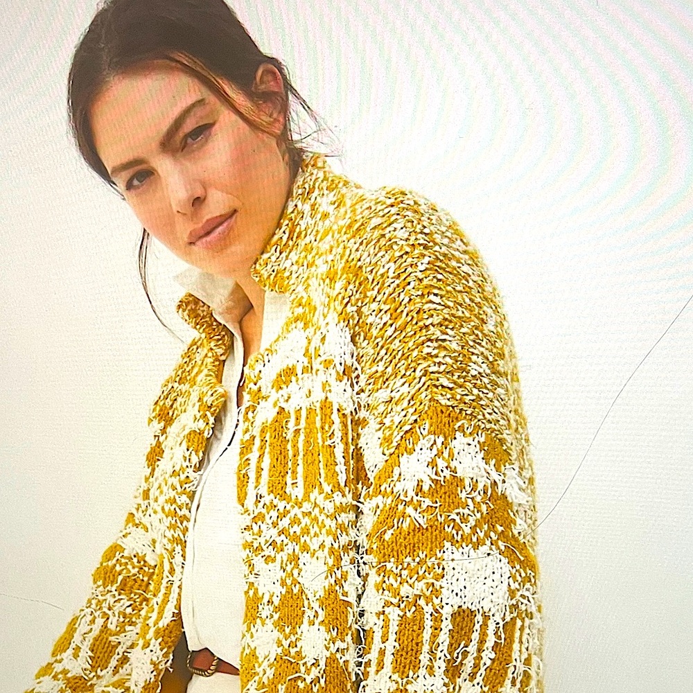 Anthropologie Shaina Sweater Coat, Chartreuse, Size M/L